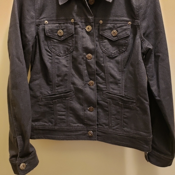 Baccini Snakeskin Print Denim Jacket Deep Blue - Picture 4 of 11